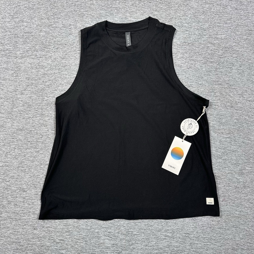 Vuori Energy Top Womens Size Medium Long Black Heather Sleeveless Active NEW